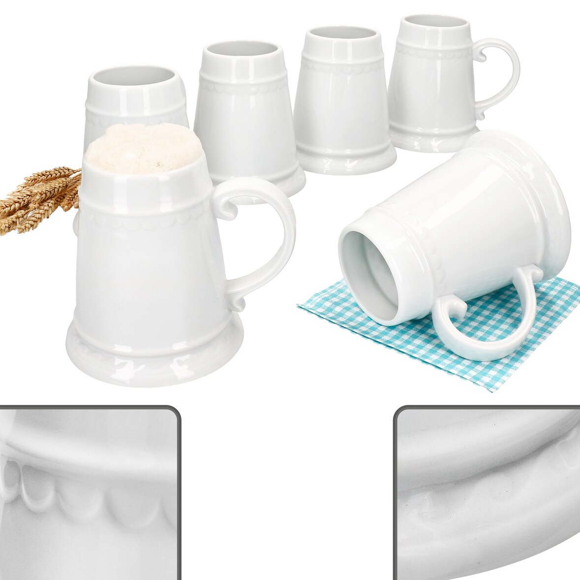 6er Set Residenz-Krug mit Henkel 0,5 Liter konisch Keramik