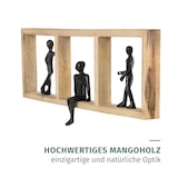 thumbnail of Dekofigur Moments Schwarz 52,5 cm Mangoholz Aluminium Wandfigur mit drei Figuren Symbol für Gemeinschaft Begegnung Zusammenhalt Dekoration Handarbeit