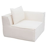 thumbnail of Sofá em L HWC-O54, sofá lounge com otomano, modular extensível direita/esquerda, tecido/têxtil 63x270x190cm ~ creme