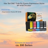 thumbnail of 10er Set D&C Tinte für Epson Expression Home XP-4105 Drucker