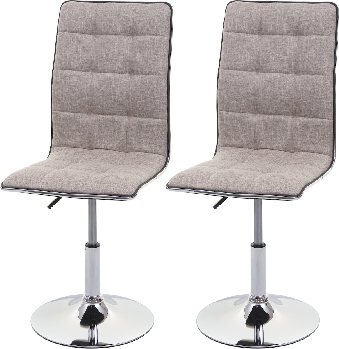 2er-Set Esszimmerstuhl HWC-C41, Stuhl Küchenstuhl, höhenverstellbar drehbar, Stoff/Textil FSC® ~ creme-grau