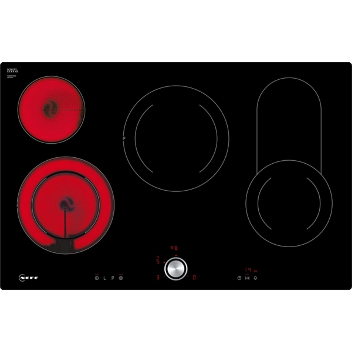 Neff N 70 T18PT16X0 Elektrokochfeld, 80 cm, Schwarz, flächenbündig (integriert)