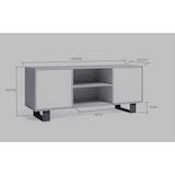 thumbnail of TV-Schrank 140 mit 2 Türen, Wohnzimmer, Modell WIND, Strukturfarbe Weiß, Türen Farbe Eiche, Maße 137x40x57cm hoch. _ TV140WINDBLROTALL