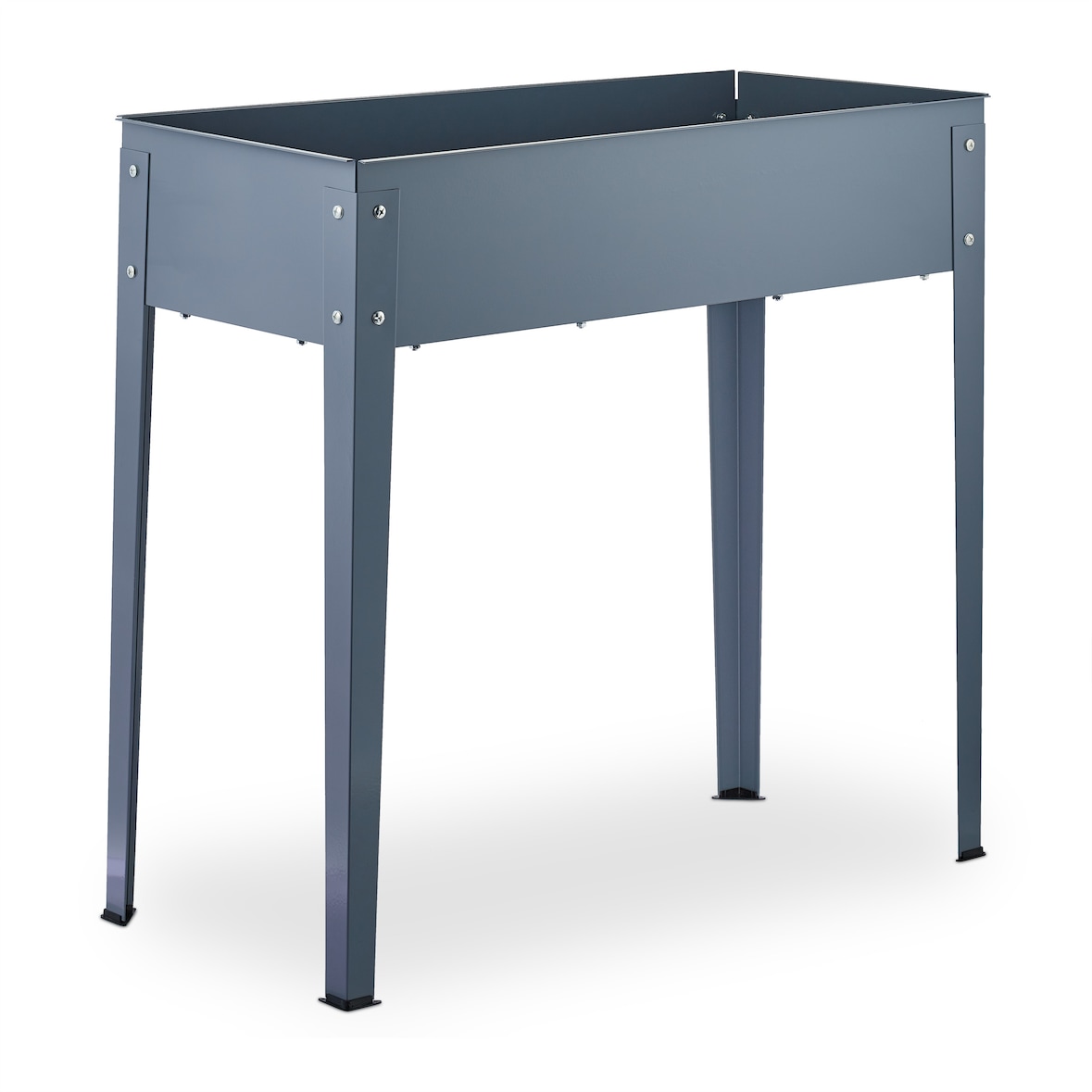 Relaxdays Hochbeet Metall, schmales Kräuterbeet, für Garten, Balkon & Terrasse, Gemüsebeet, HBT: 80 x 86 x 40,5 cm, grau
