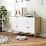 thumbnail of HOMCOM Cassettiera 6 Cassetti in Legno 110x40x75 cm Bianco e Rovere