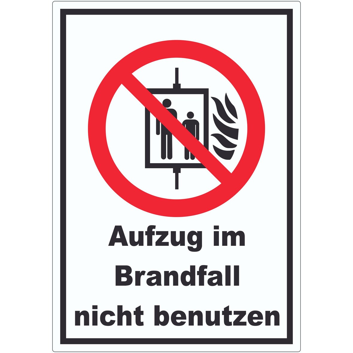 Aufzug im Brandfall nicht benutzen Aufkleber A9 (37x52mm)