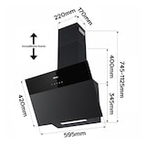 thumbnail of CIARRA Range afzuigkap A+++ 650 m³/h Afzuigkap 60cm met recirculatielucht WIFI APP Touch Control Mat VMCF6736H