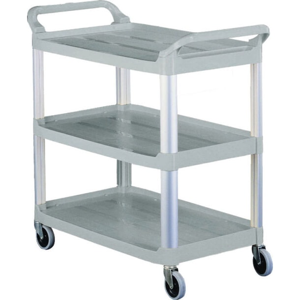 Carrello di servizio multiuso in plastica, Forcar CP1008, 3 piani e montanti in alluminio, portata max.40 Kg, dim.cm.85x43x95h
