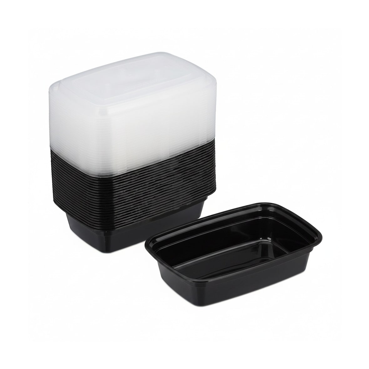 Relaxdays Meal Prep Boxen, 24er Set, 1 Fach, mikrowellengeeignet, wiederverwendbar, Kunststoff Essensbehälter, schwarz