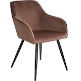 thumbnail of tectake Eetkamerstoel Marilyn fluweellook, zwarte stoelpoten - bruin / zwart, Set van 8 - 404045