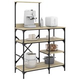thumbnail of Estantería de cocina madera ingeniería metal roble 90x40x132 cm