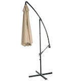 thumbnail of Sombrilla voladiza Acerra, parasol, Ø 3m inclinable, poliéster/acero 11kg ~ arena-beige con soporte