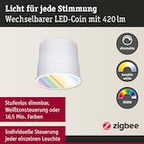 thumbnail of Paulmann Spot encastré modulaire LED Smart Home Zigbee 3.0 Base Coin Kit de 1   rond 50mm  Coin 4,9W 420lm 230V gradable RGBW+ Satiné 92470