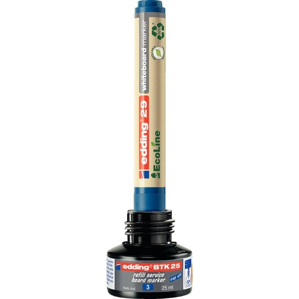 Recarga em frasco 25ml azul para marcador de quadro edding 28,29,