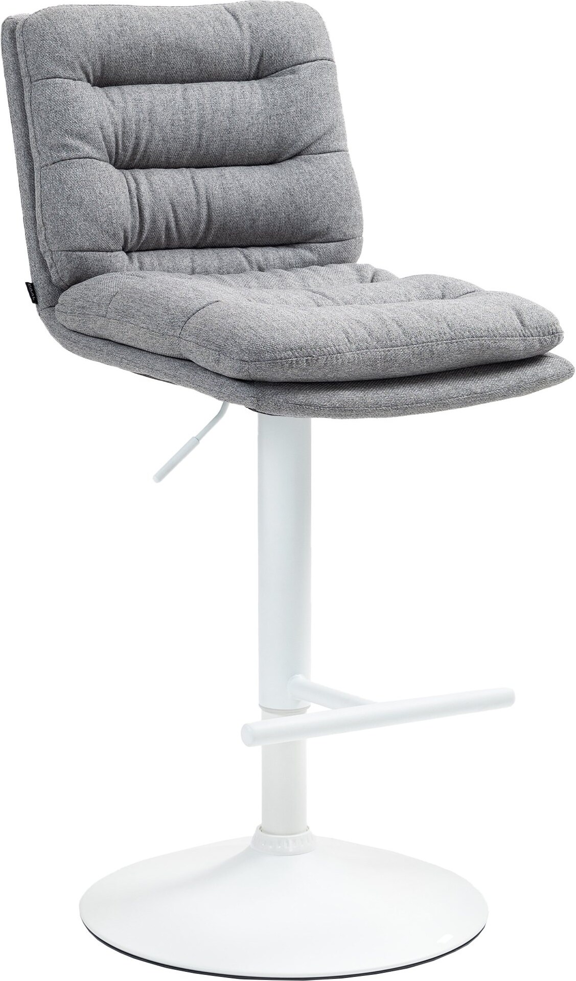 DELUKE® Barhocker TURIN - Grau, Stoff, Weiß | Barhocker mit Lehne Barstuhl Tresenhocker Tresenstuhl Kneipenhocker Kneipenstuhl