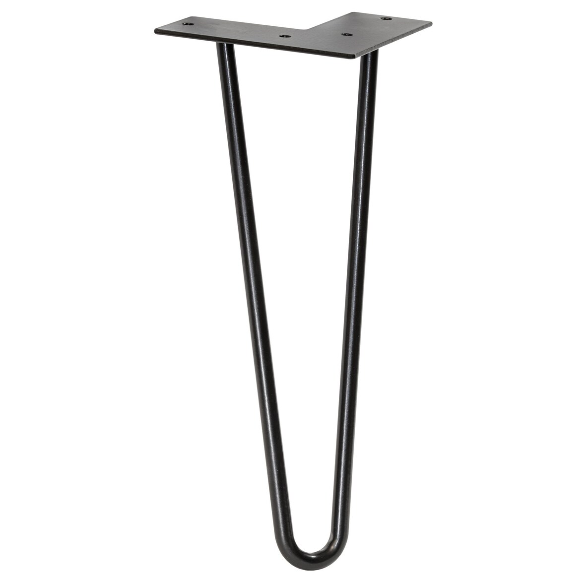 WAGNER Möbelbein HAIRPIN LEG Retro - 12 x 12 x 30 cm, Stahl, schwarz, Bein schräg & Anschraubplatte - 12823001