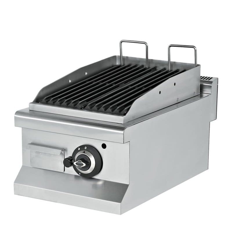 Barbacoa profesional de piedra volcánica a gas de 1 válvula de 400 mm – sobremesa