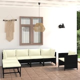thumbnail of 7-delige tuin loungeset met kussens poly rotan zwart