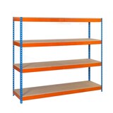 thumbnail of SimonRack Estante industrial, 2000x2100x600 mm, 500 kg no ponto de flexão, 4 prateleiras de madeira, Azul/Laranja/Madeira- Simonforte