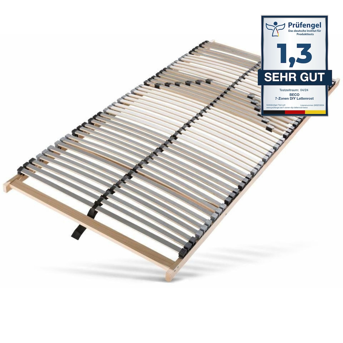 Lattenrost 90x200, Ergonomischer 7 Zonen Lattenrost aus Buchenholz, 42 Latten, Hergestellt in Deutschland, Lattenrost Selbstmontage, Traglast 150kg