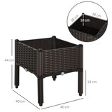 thumbnail of Hochbeet Pflanzkasten 40x40x44 cm Rattan Optik Braun aus Kunststoff mit Abflusslöchern UV geschützt wetterfest stapelbar für Garten Balkon
