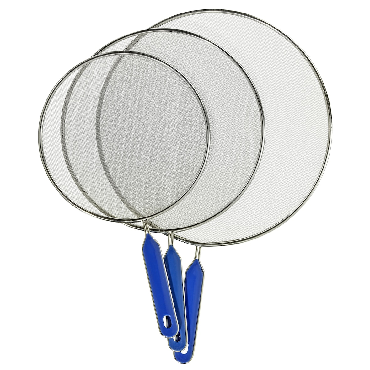 aro Pfannenspritzschutz Set 3-tlg. Edelstahl, Ø 21 / 25 / 29 cm, blau