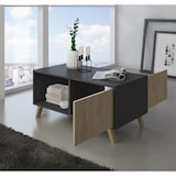 thumbnail of Mesa de café com portas, sala de estar, modelo WIND, cor da estrutura Antracite Grey, cor da porta Carvalho, mede 92x50x45cm _ MESAWINDGRISPUCC