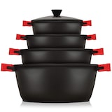 thumbnail of Briebe BLACKT4 Kochtopf Set Induktions 8-Teilig Aluminiumguss 4 Kochtöpfen 4 Glasdeckel, Schwarz