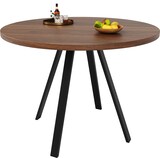thumbnail of Esstisch rund 80x80x75  Walnuss+Schwarz MDF Tischplatte Metallbeine, kompakter Küchentisch für Esszimmer und Wohnzimmer, pflegeleicht