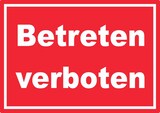 thumbnail of Betreten verboten Schild weiß-rot A2 Rückseite selbstklebend