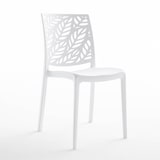 thumbnail of Gartenset mit rechteckigem Tisch aus Stahlstruktur und 6 stapelbaren Monoblock-Stühlen aus Harz – Thomas+Dafne–Weiß