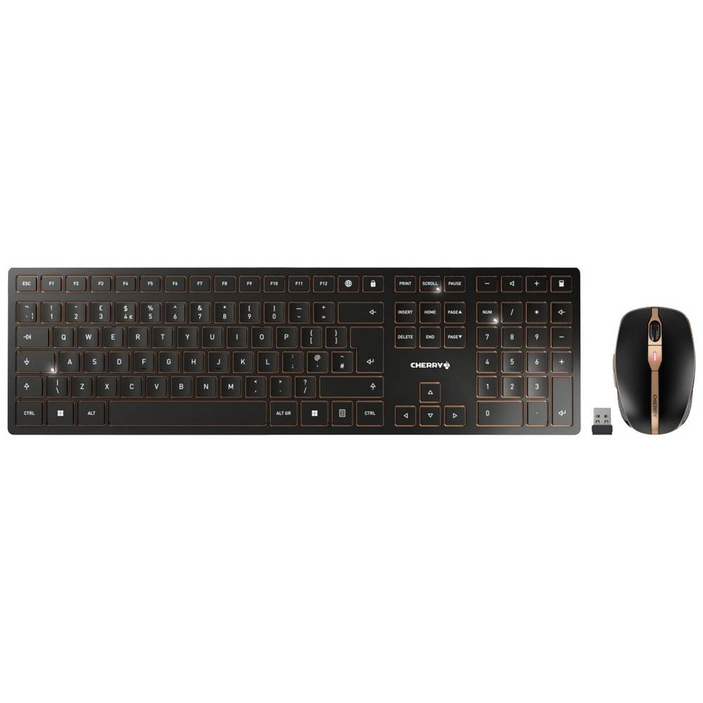 CHERRY JD-9100GB-2 Kabellos, Funk Tastatur, Maus-Set  UK-Englisch, QWERTY Schwarz