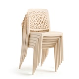 thumbnail of 4er-Set stapelbare Stühle aus Polypropylen mit Glasfasern für Garten oder Innenbereich, wasserabweisend und widerstandsfähig  - SOLE - Creme