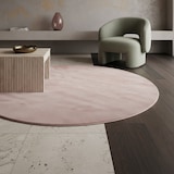 thumbnail of Teppich Wohnzimmer Einfarbig Pflegeleicht Waschbar Schlafzimmer OEKO-TEX Rund Rosa 160x160 cm Schadstoffgeprüft – LECH von Kadima Design