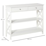 thumbnail of Mesa Consola de Entrada Recibidor con 2 Cajones 2 Estantes 100x30,5x80cm Blanco