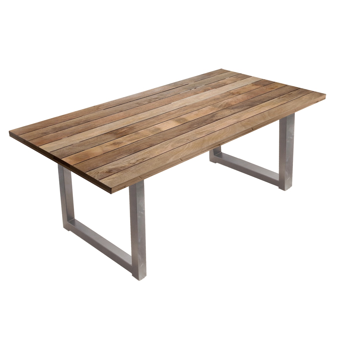 SIT Möbel Esstisch 240 x 100 x 77 cm | Tischplatte 43 mm | Mango natur | U-Metallgestell antiksilber | 15904-40