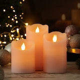 thumbnail of LED Kerze mit beweglicher Flamme Echtwachs Rustik-Optik H: 15cm Timer rosa