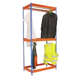 thumbnail of Simonclothing kledingrek 2 planken. Kleur BLAUW/ORANJE 3000x1500x750 mm