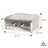 thumbnail of Romux® Barbecue Industriale a Gas con Pietra Lavica 70 cm da Banco con Alta Potenza Termica 2900 W e Griglia Regolabile su 3 Altezze | Butano