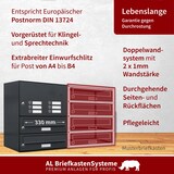 thumbnail of AL Briefkastensysteme 14 Fächer Premium Wand Briefkasten Anlage RAL 7016 Anthrazit Grau, Post A4, robust, wetterfest, Artikelnummer: 132P14EA2KSP7016