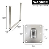 thumbnail of WAGNER Möbelbein U-RAHMEN - Ø 50 x 720 x 700 mm, 2 Anschraubplatten, Aufnahme QuickClick, Edelstahl-Optik - 12501201