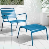 thumbnail of Pacific blauwe metalen fauteuil en voetensteun