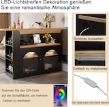 thumbnail of Bartisch ausziehbar drehbar Schwarz 193x39x105 cm mit LED-Beleuchtung Glasfront, 3-stufigem Stauraum, flexibel als Stehtisch und Beistelltisch