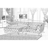 thumbnail of KAWOLA Sofa NARLA Ecksofa Chesterfield Stoff velvet silber Recamiere links