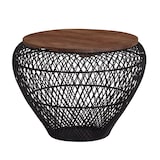 thumbnail of Couchtisch Mango Massivholz Metall 60x60x45 cm Schwarz Rund mit Stauraum, Design Wohnzimmertisch Korbtisch Modern, Beistelltisch Sofatisch