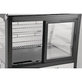 thumbnail of Vitrina refrigerada con 2 puertas, 2 estantes, acero inoxidable/cristal, 68.6x69.6x56.8 cm, refrigeración por aire, 160L, negra/plateada, Polar CD230
