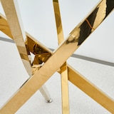 thumbnail of Merax Esstisch rund Ø80 cm, Glastisch modern, mit X-Gestell geometrisch, Küchentisch klein, 2–4 Personen, gold Metall