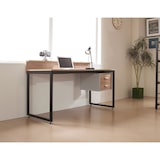 thumbnail of Möbilia Schreibtisch mit Schubladen | Platte MDF in Akazie-Optik | Metallgestell | B140 x T60 x H71 cm | natur-schwarz