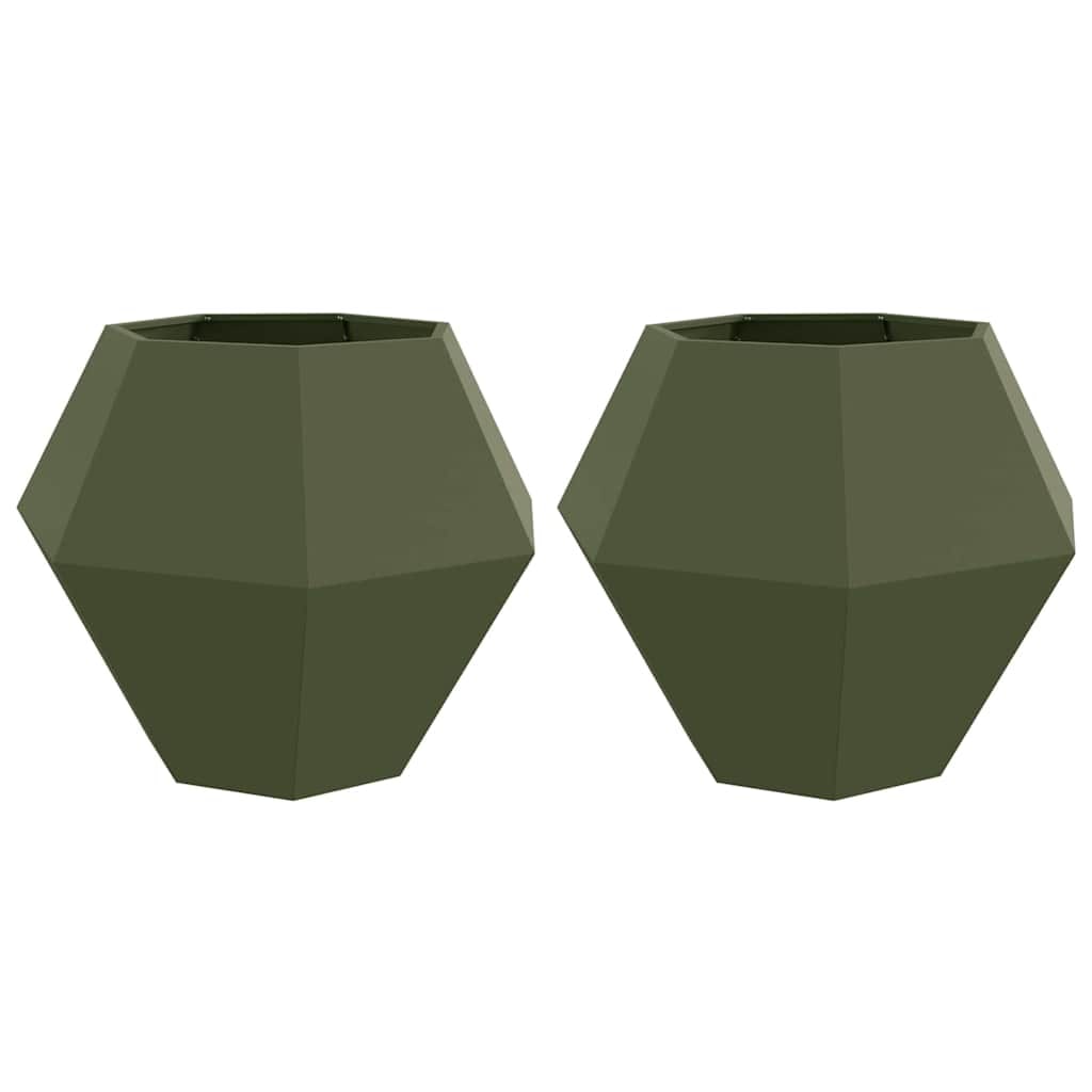 vidaXL Pflanzkübel 2 pcs Olive Grün 100 x 100 x 80 cm Stahl