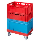 thumbnail of Transportroller für Kisten 60 x 40 cm mit 2 Bock- und 2 Lenkrollen in Grau